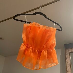 “Julia” Orange Chiffon Top
